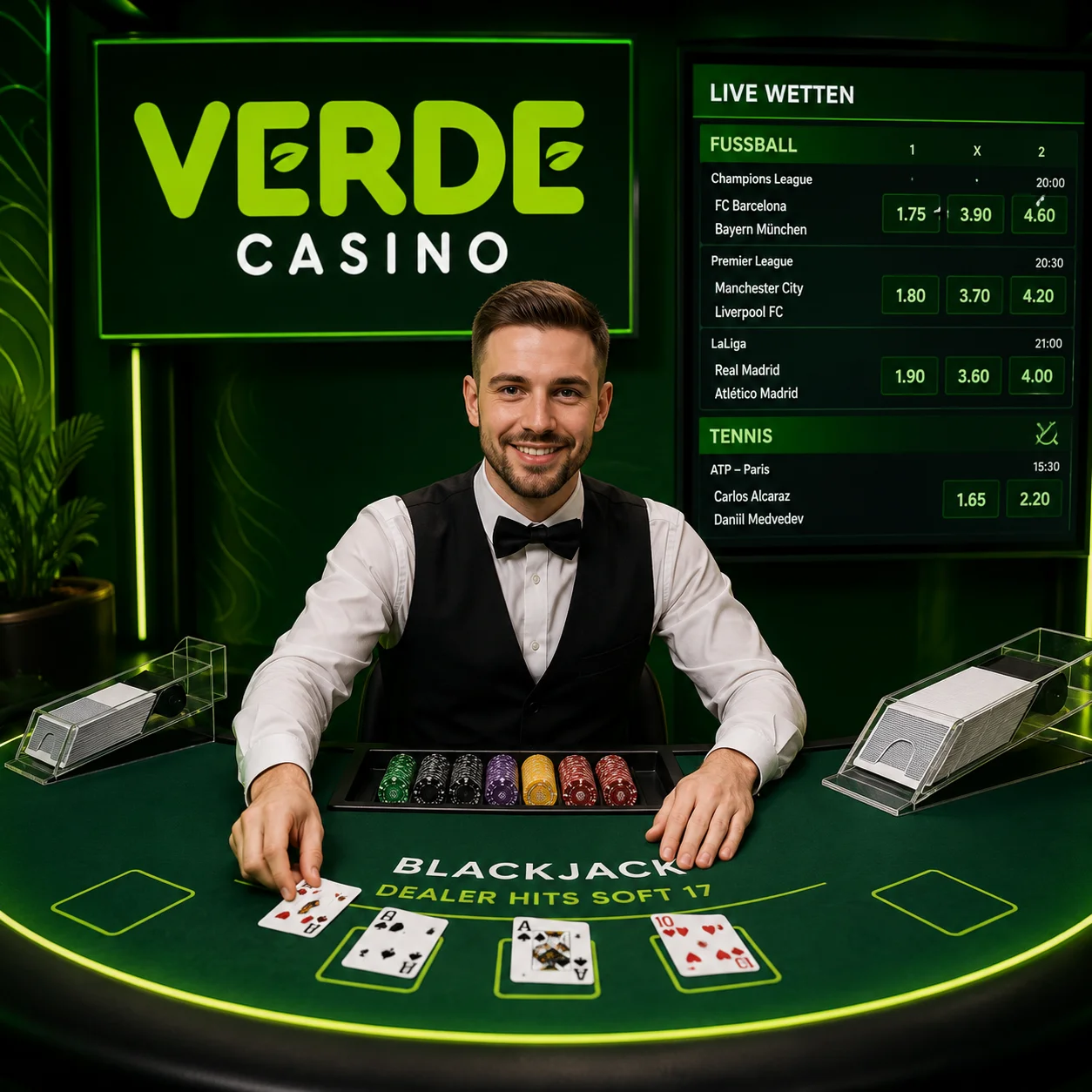Live-Casino mit rund 60 Tischen